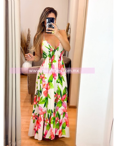 MAXI DRESS FLORAL MOÃ‘O ATRAS