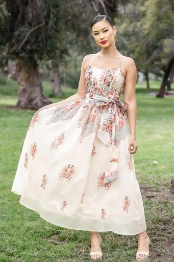 MIDI DRESS NUDE FLORAL PRINT