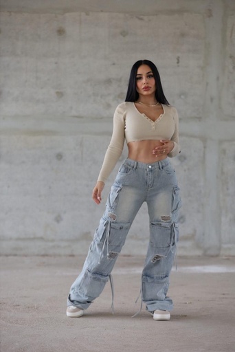 PANTALON CARGO MEZCLILLA