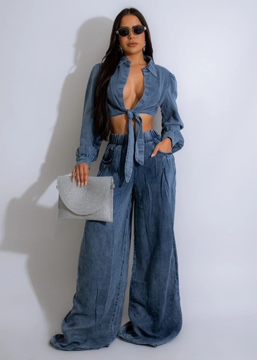 TRAJE DENIM PANTALON PATA ELEFANTE