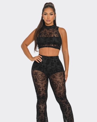TRAJE ENCAJE PANTALON BLUSA