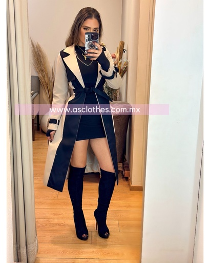 GABARDINA BICOLOR CON CINTO