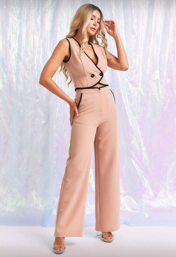 TRAJE CONCHALECO DELINEADO BICOLOR