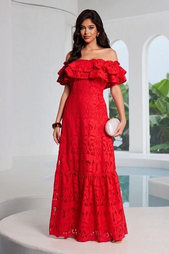 MAXI DRESS  LOS HOMBROS ENCAJE FORRADO