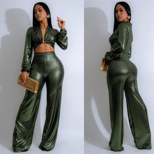 PALAZZO METALICO SKINNY MANGA LARGA ABRIERTO ABDOMEN 
