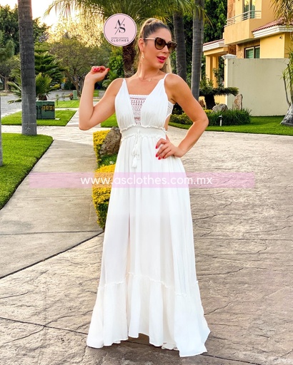 MAXI DRESS TIPO PLAYA CON TOP ESPALDA ABIERTA