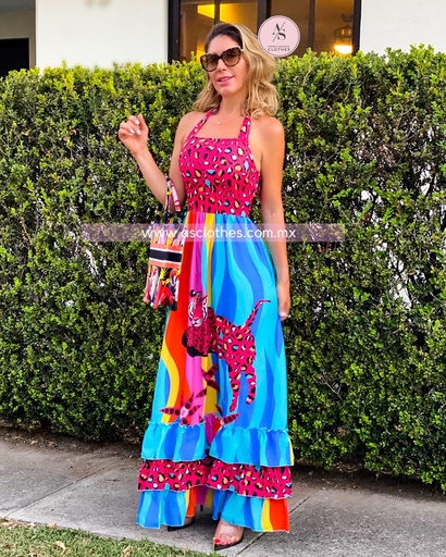 MAXI DRESS MULTICOLOR CON ANIMAL P