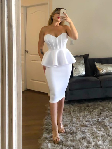 MIDI DRESS STRAPLES CON FALDITA