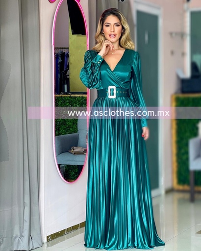 MAXI DRESS TABLONES BRILLO CON CINTO