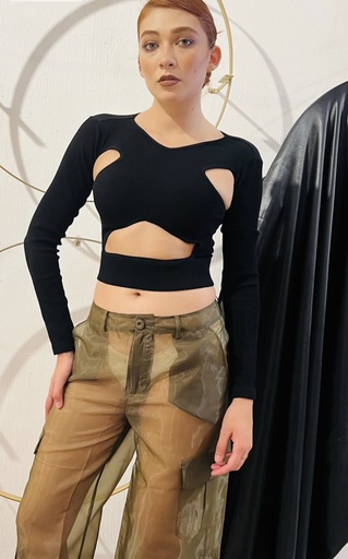 [1218] BLUSA MANGA LARGA CON ABERTURAS