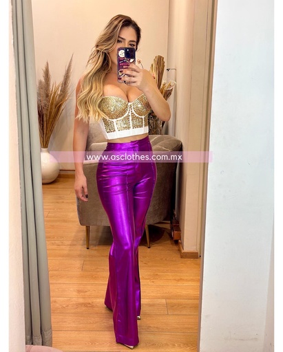 PANTALON ACAMPANADO METALIZADO