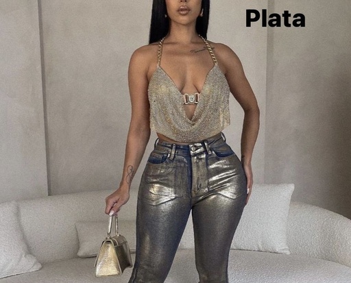 TOP BRILLOS CON CADENAS DE TIRANTE
