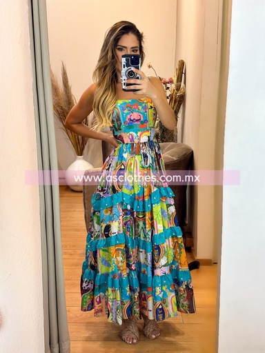 MAXI DRESS TIRANTES OLANES PRINT 