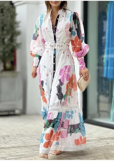 VESTIDO CON CINTO FLOREADO