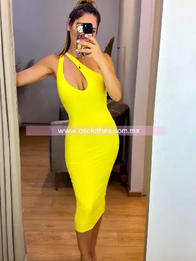 MIDI DRESS UN HOMBRO ESCOTE CRUZADO