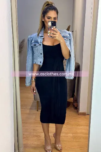 MIDI DRESS TIRANTES CON SUJETADOR AMARRE AL FRENTE 