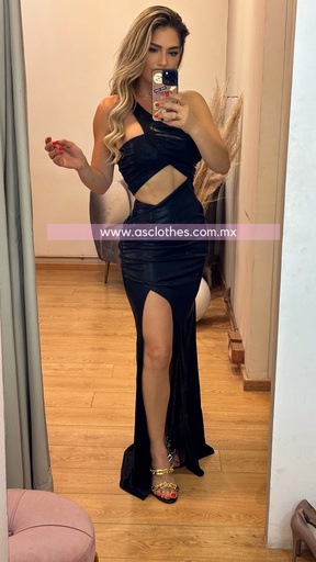 MAXI DRESS OPEN WAIST BRILLOS ABERTURA EN PIERNA